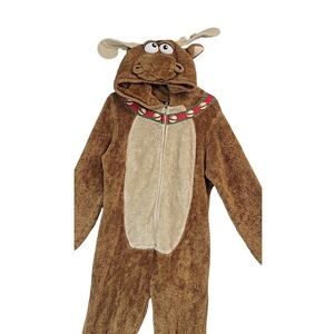 Briefly Stated Moose Pajamas Sleepwear One Piece‎ Hooded Costume Adult Medium